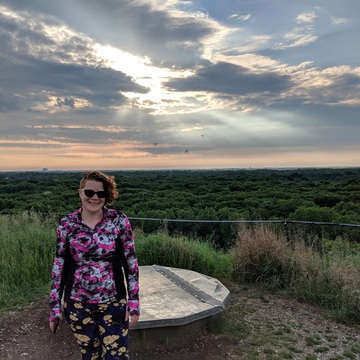 Casey at the top of Mount Hoy in the Blackwell Forest Preserve