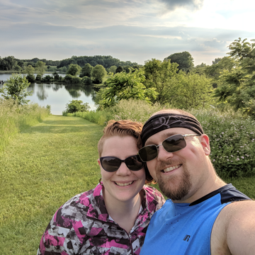 Us in front of Silver Lake in the Blackwell Forest Preserve
