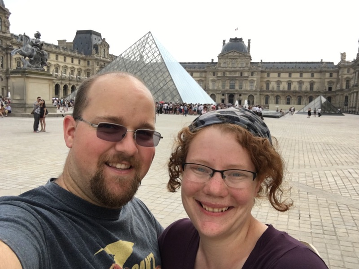 in front of the Louvre